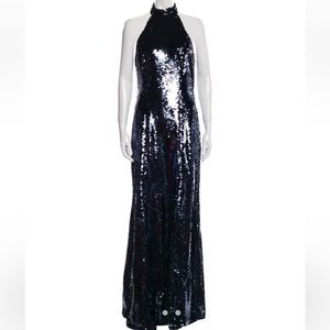 NWT SACHIN & BABI SEQUINS HALTER GOWN